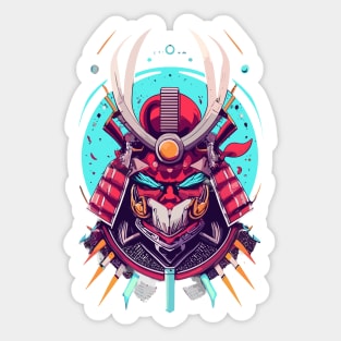 Mecha Samurai Oni Mask Sticker